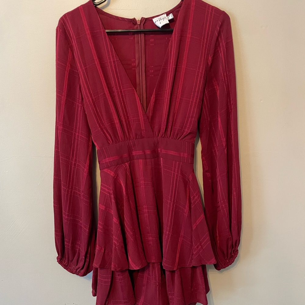 Elegant Red V-Neck Dress